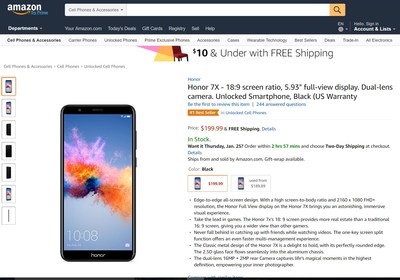 Honor 7X hits #1 Best Seller on Amazon