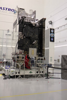 The GOES-S satellite in the clean room at the Astrotech Space Operations facility in Titusville, Fla. Photo courtesy of Mark Baldwin.