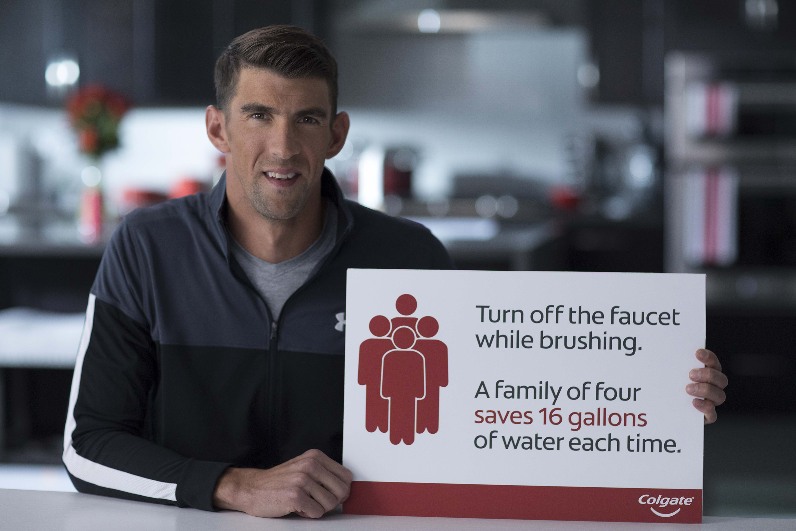Michael Phelps spreads Save Water message