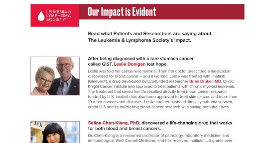 Patient and Researcher Testimonials of LLS’s Impact