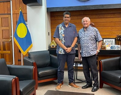 Surangel Whipps Jr., Palau President and Gov. Carl T.C. Gutierrez, GVB President & CEO pictured on February 21, 2024.